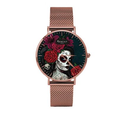 Reloj Gracia P - Santa Muerte Oro Rosa