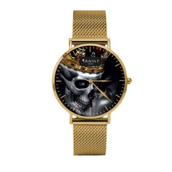 Montre Gracia P - Skull kiss love skulls love skulls Or