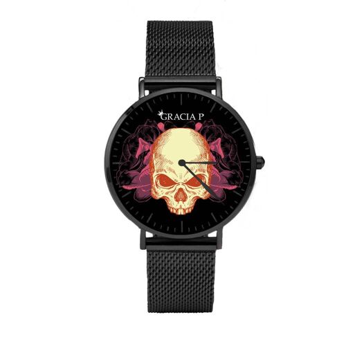 Orologio Gracia P - Teschio di fuoco skull fire Dark Silver