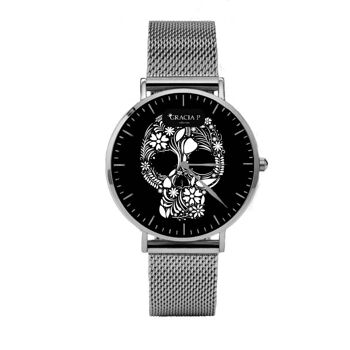 Montre Gracia P - Tête de mort fleurs Tête de mort fleurs Argent clair 1