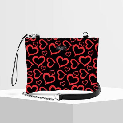 Bolso de mano de Gracia P - Hecho en Italia - Estampado de corazones