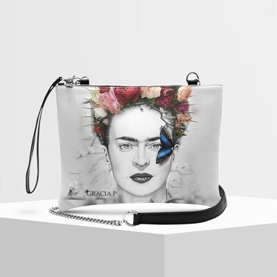 Clutch bag by Gracia P - Made in Italy - Frida white art