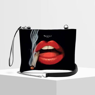 Clutch bag by Gracia P - Made in Italy - Lips smoking
