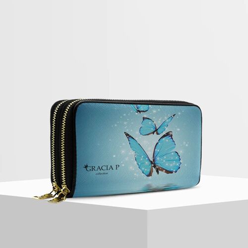 Portafogli ANGY Double di Gracia P - Wallet - Farfalle azzur