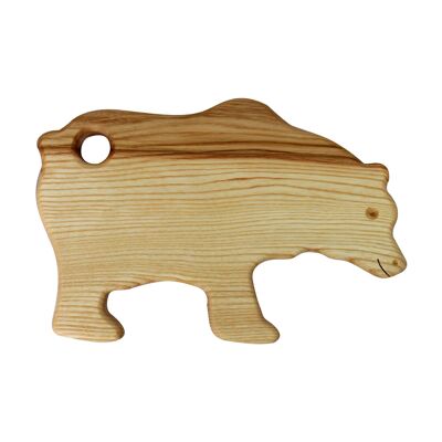 Wooden breakfast board with bear animal motif