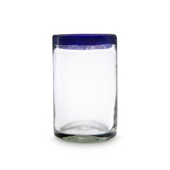 Verre soufflé à la bouche avec bordure bleue 450ml, Mexique 2