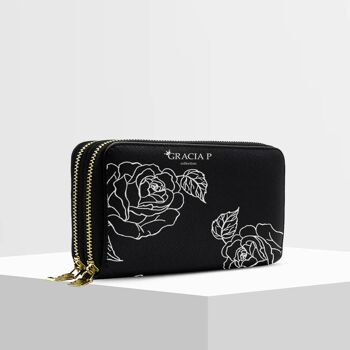 ANGY Double Wallet by Gracia P - Portefeuille - Fleurs blanches 1
