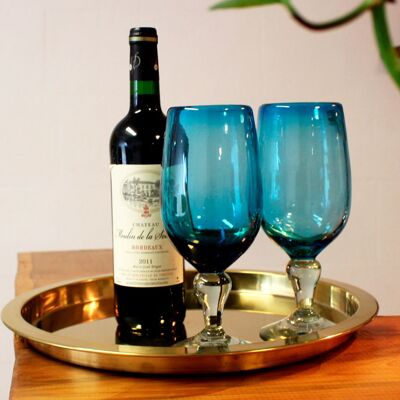 Wine glasses 2 pieces Aqua Modern from Mexico