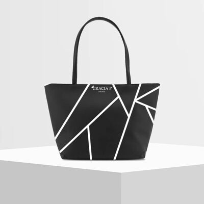 Bolso Shopper V de Gracia P -Hecho en Italia- Abstract Black and w