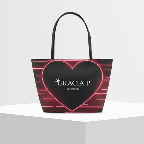 Shopper V Bag di Gracia P -Made in Italy- Cuore fluo