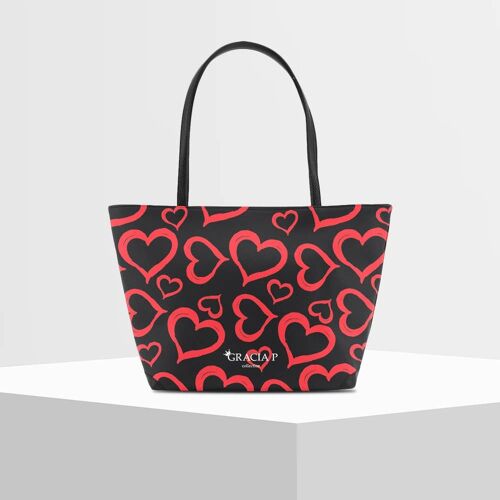 Shopper V Bag di Gracia P -Made in Italy- Cuori Pattern