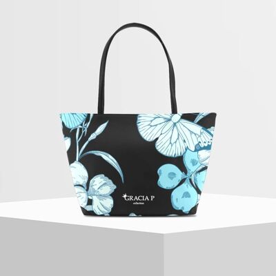 Shopper V Bag by Gracia P -Made in Italy- Farfalle sky
