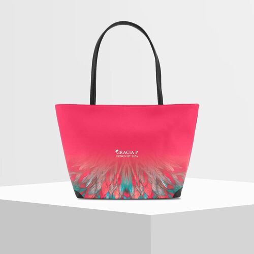 Shopper V Bag di Gracia P -Made in Italy- Fenice rossa