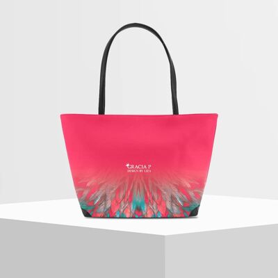 Shopper V Bag by Gracia P -Made in Italy- Fenice red