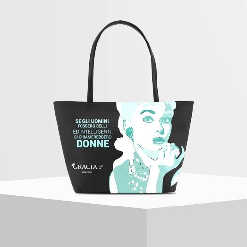 Shopper V Bag di Gracia P -Made in Italy- Frase Audrey Hepbu