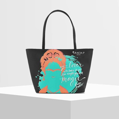 Shopper V Bag di Gracia P -Made in Italy- Frase Frida