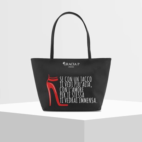 Shopper V Bag di Gracia P -Made in Italy- Frase tacco