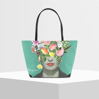 Shopper V Bag by Gracia P -Made in Italy- Frida Flowers