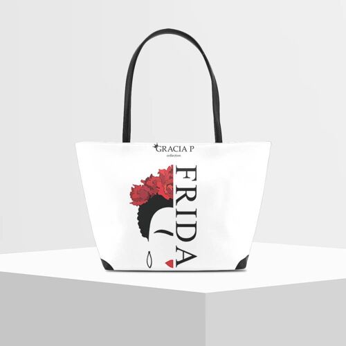 Shopper V Bag di Gracia P -Made in Italy- Frida nome White