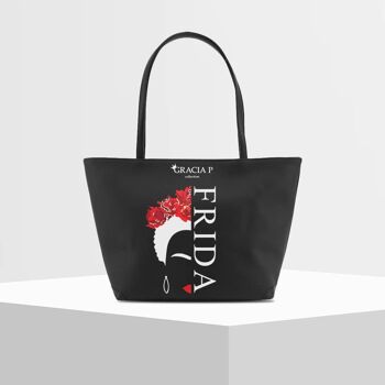 Sac Shopper V de Gracia P -Made in Italy- Nom Frida Noir 1