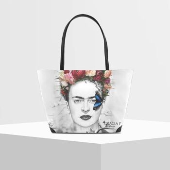 Sac Shopper V de Gracia P -Made in Italy- Frida white art 1