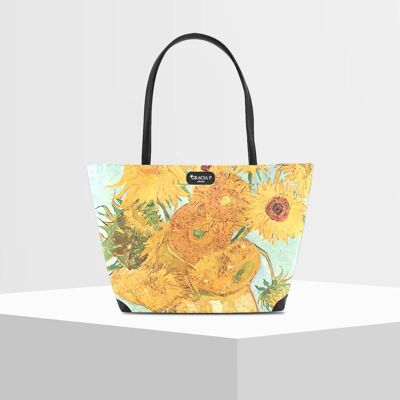 Shopper V Bag by Gracia P -Made in Italy- Sunflowers sunflower