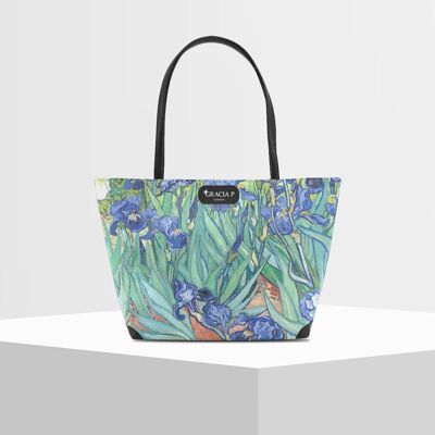 Shopper V Bag by Gracia P -Made in Italy- Iris