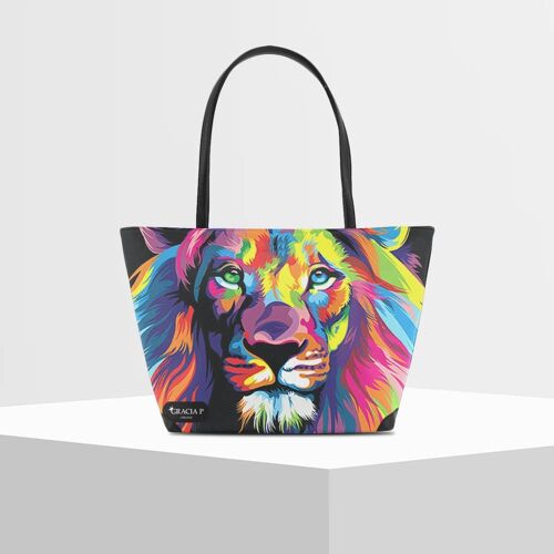 Shopper V Bag di Gracia P -Made in Italy- Lion fantasy