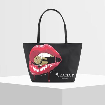 Shopper V Bag by Gracia P -Made in Italy- Lips