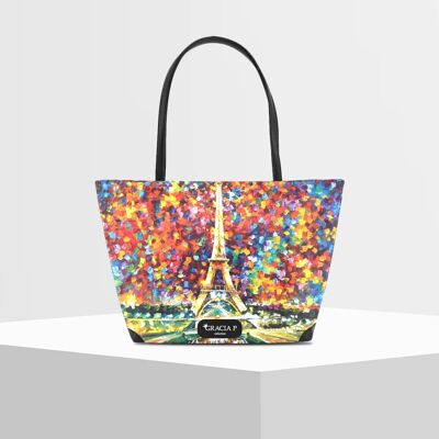 Shopper V Bag by Gracia P -Made in Italy- Paris colors