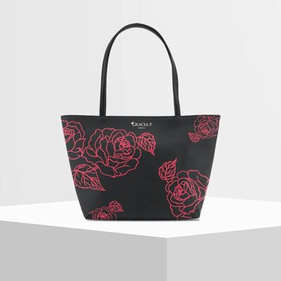 Shopper V Bag von Gracia P -Made in Italy- Red Flores