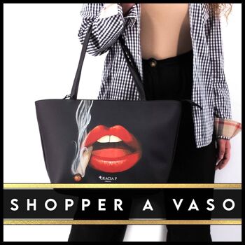 Sac Shopper V de Gracia P -Made in Italy- Roses noir 4
