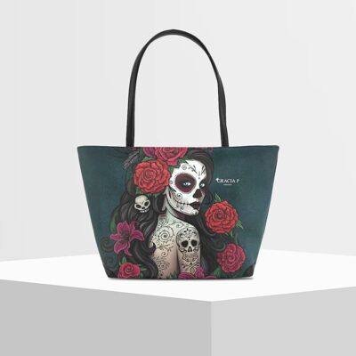 Shopper V Bag by Gracia P -Made in Italy- Santa Muerte