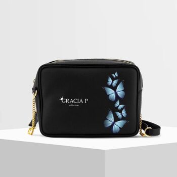 Tizy Bag di Gracia P - Fabriqué en Italie - Papillon bleu noir 1