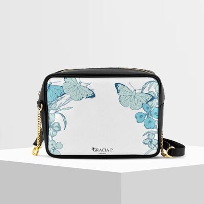 Tizy Bag di Gracia P - Made in Italy - Farfalle sky bianca
