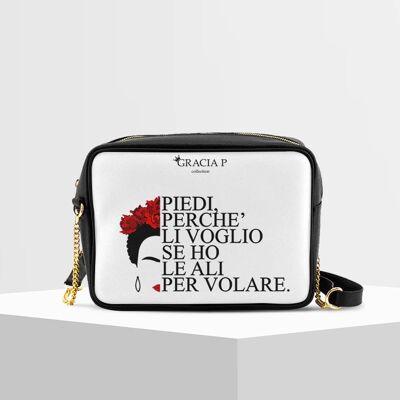 Tizy Bag by Gracia P - Made in Italy - Frida white phrase