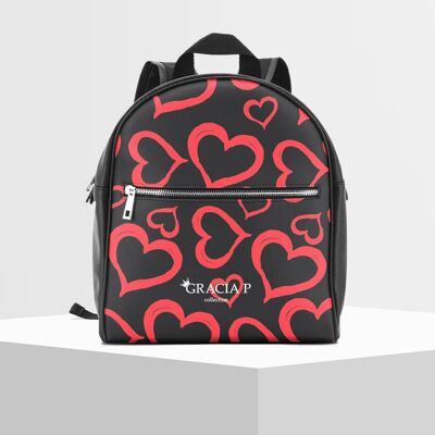 Gracia P backpack - Backpack - Made in Italy - Hearts pattern