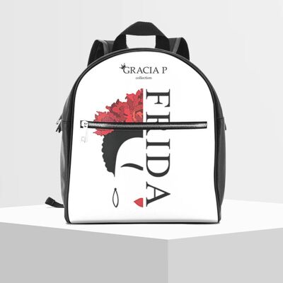 Gracia P Backpack - Backpack - Made in Italy - Frida name White