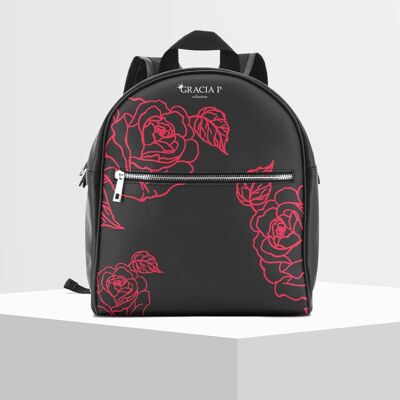 Backpack by Gracia P - Backpack - Made in Italy - Red flores