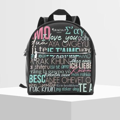 Gracia P Backpack - Backpack - Made in Italy - I love you Black