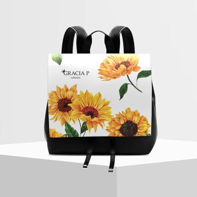 Molly di Gracia P Rucksack - Italienischer Rucksack - Sonnenblumen weiß