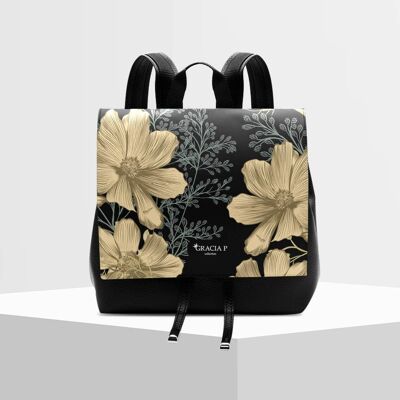 Molly backpack by Gracia P - Italian Backpack - Gold Flowers