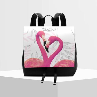 Molly di Gracia P backpack - Italian Backpack - White flamingo