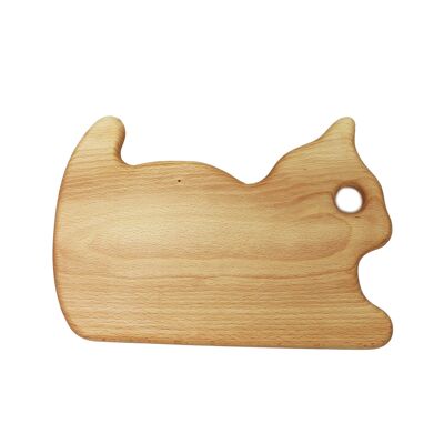 Wooden breakfast board with animal motif cat