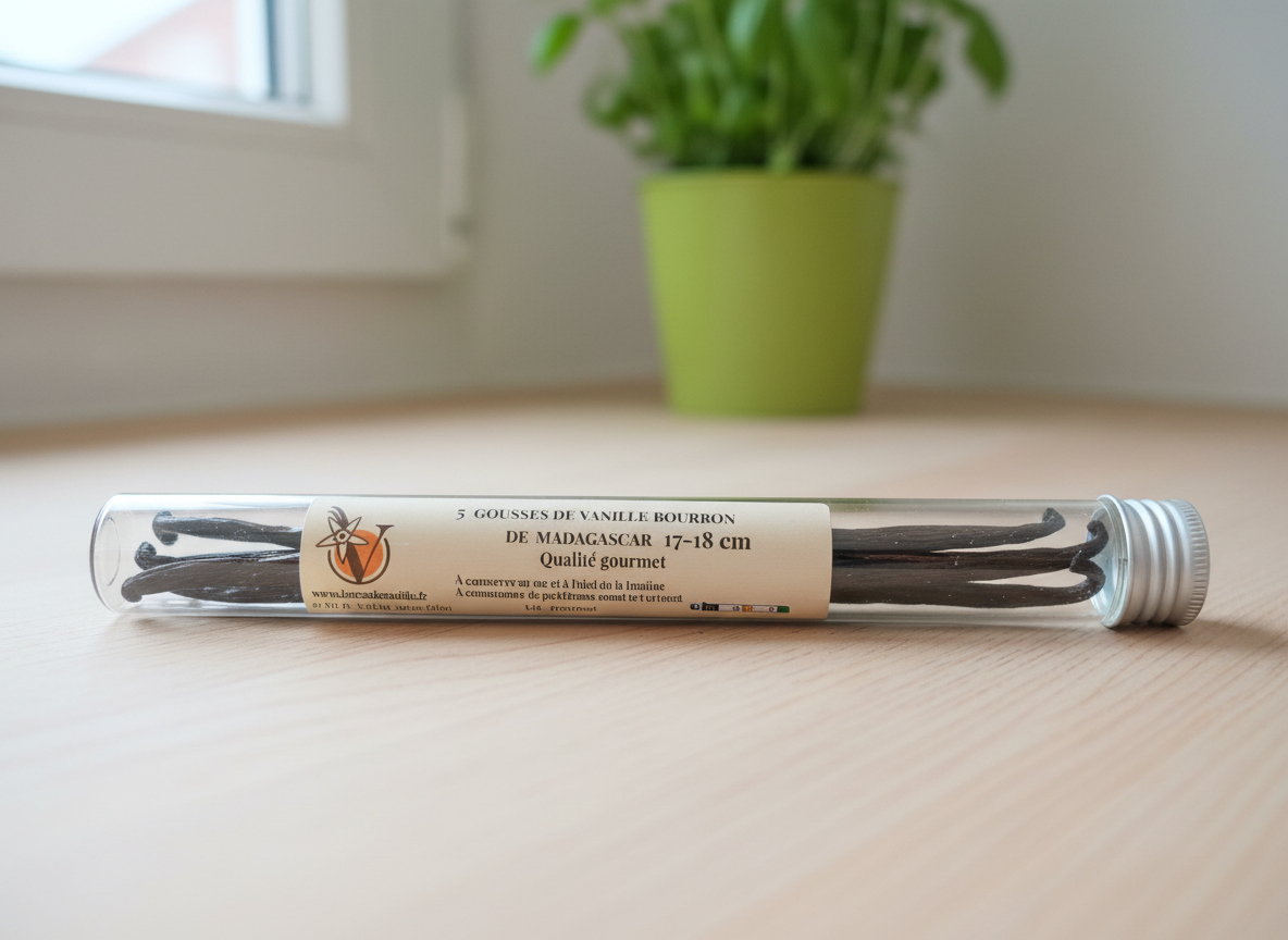 Madagascar vanilla pods, 17-18cm, in a tube (5 per tube)