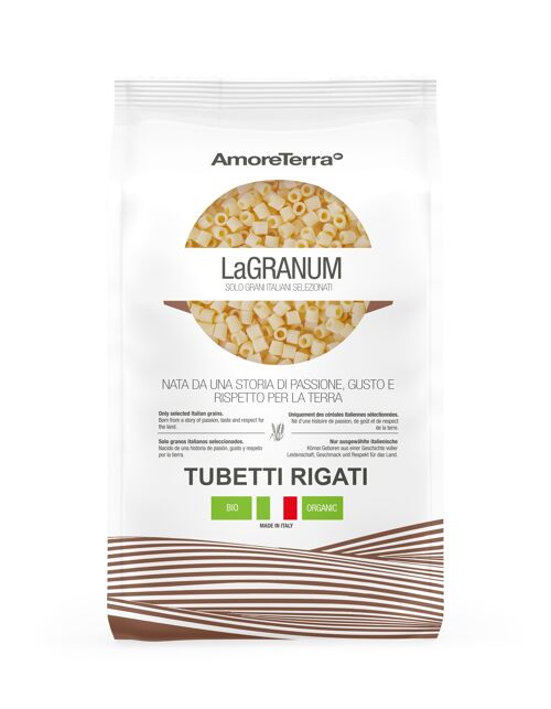 TUBETTI RIGATI BIO - - 100% GRANO ITALIANO BIOLOGICO - ALTA QUALITA' - FILIERA GARANTITA - PACK ECOLOGICO