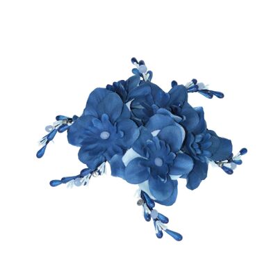 Tocado de Perlas y Flores Rosas ANAT - Azul