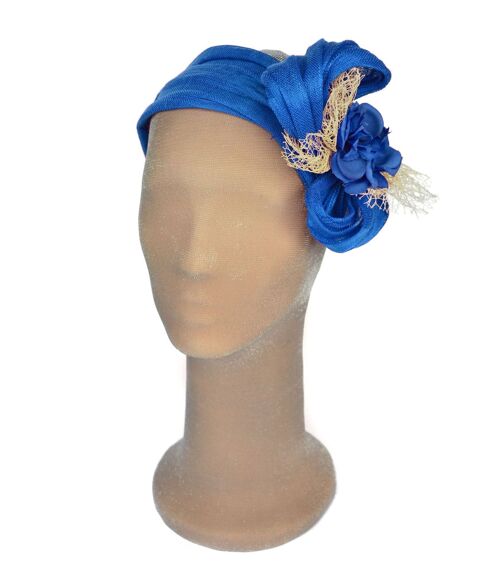 Turbante de Sinamay de Seda DANIRA - Azul Royal