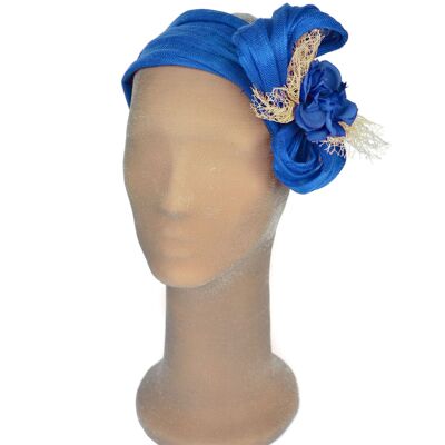 Turbante de Sinamay de Seda DANIRA - Azul Royal