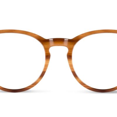 Anti blue light glasses made of wood stick and ecological acetate. Unisex